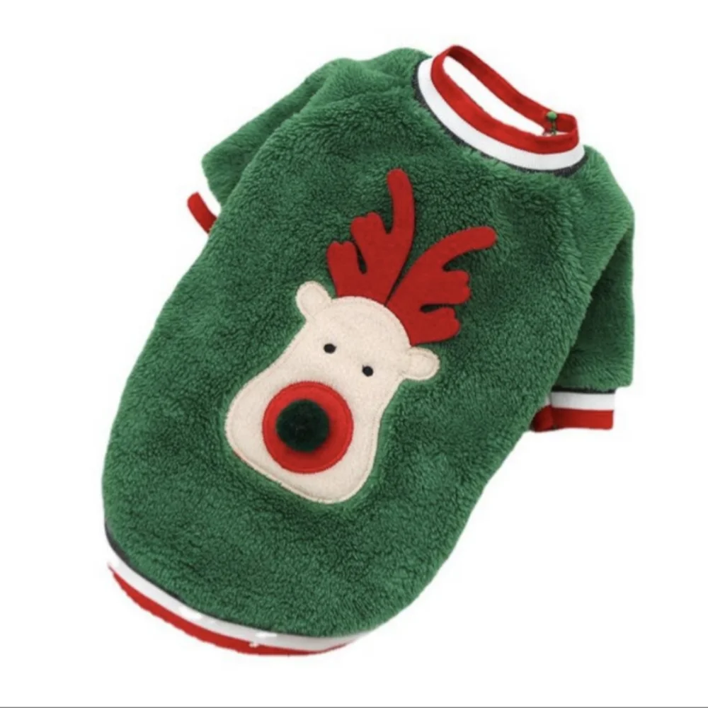 Dog/Cat Fleece Christmas Sweater For Small Pets - Green - Picture 1 of 6